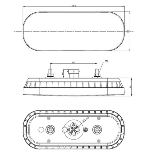 LED kompakt Bakljus med dynamiskt varningsljus 12-24V - 6