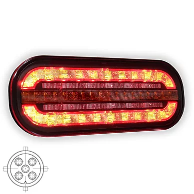 LED compact rear light with dynamic warning light 12-24v