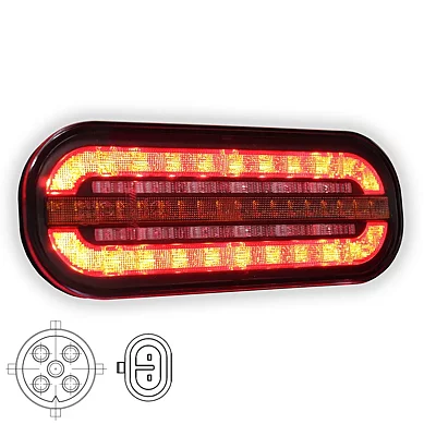 LED compact rear light with dynamic warning light 12-24v