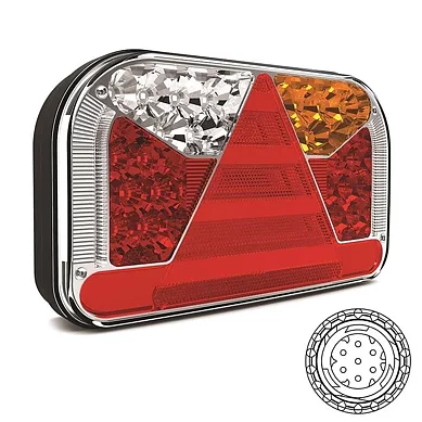 Right LED Rear light with license plate light 12-36v 7-PIN