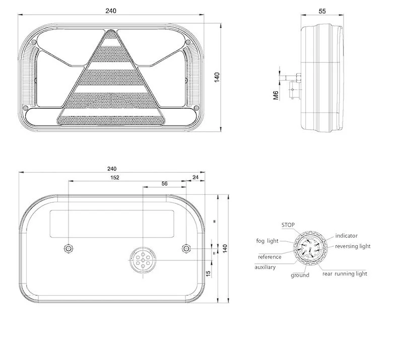 Right LED Rear light with license plate light 12-36v 7-PIN - 4
