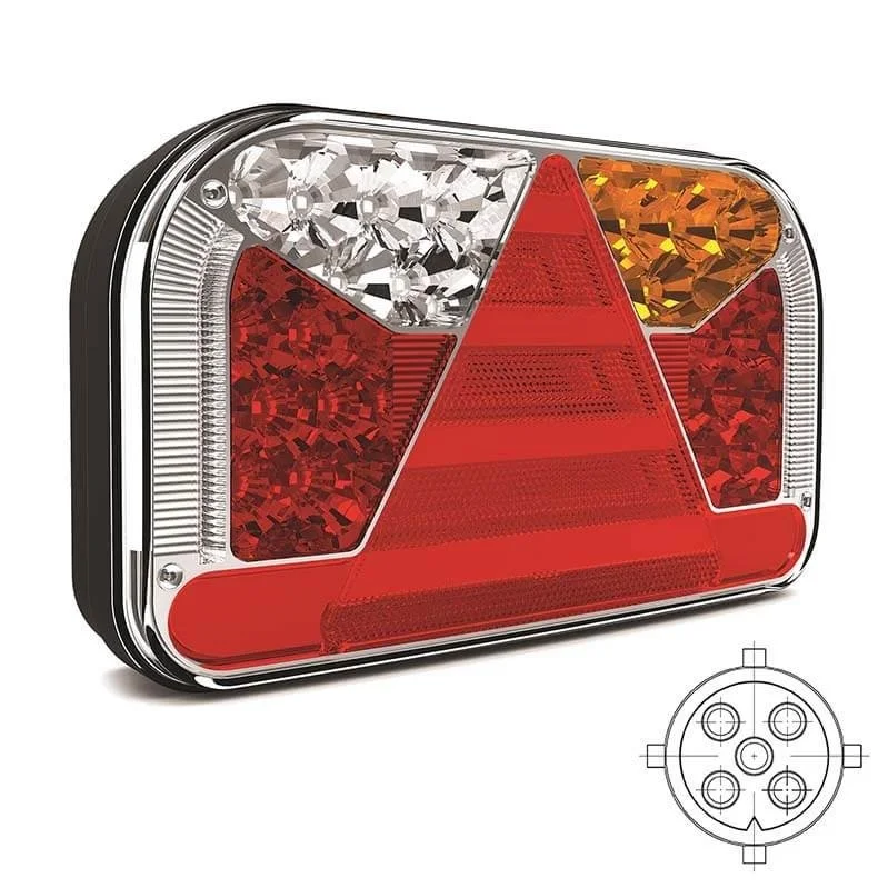Venstre LED Baklys med skiltbelysning 12-36V 5-PIN