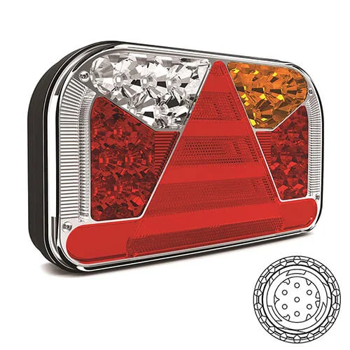 Left LED Rear light with license plate light 12-36v 7-PIN