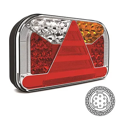 Left LED Rear light with license plate light 12-36v 7-PIN