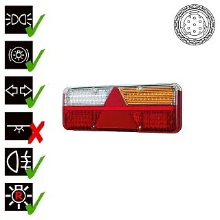 Right LED Trailer Light dynamic warning light 9-36v 7-PIN 200cm. cable