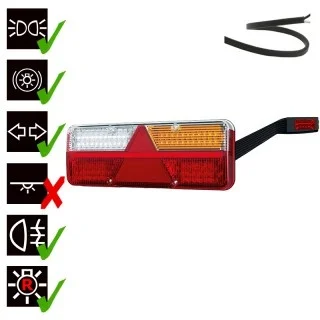 Höger LED släpvagnsljus med dynamiskt varningsljus 9-36v, 200 cm kabel
