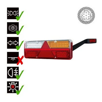 Right LED Trailer Light dynamic warning light 9-36v 7-PIN