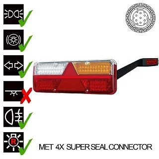 Right LED Trailer Light dynamic warning light 9-36vv 7-PIN Super Seal 200cm. cable