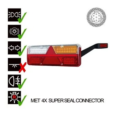 Right LED Trailer Light dynamic warning light 9-36vv 7-PIN Super Seal 200cm. cable