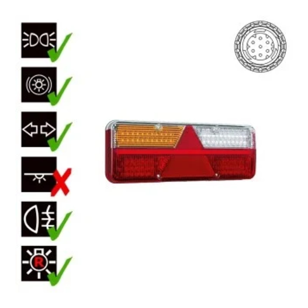 Left LED trailer light dynamic warning light 9-36v 7-PIN