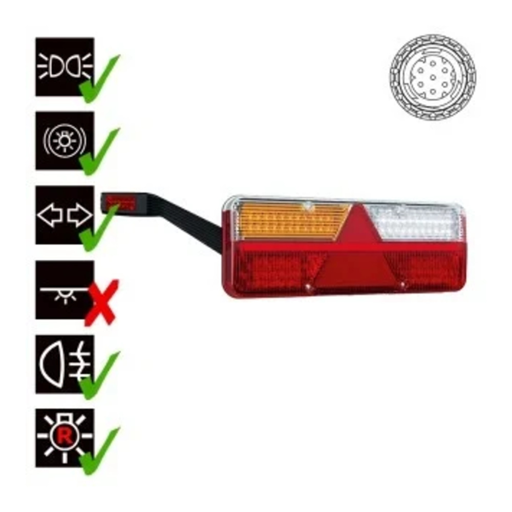 Left LED trailer light dynamic warning light 9-36v 7-PIN
