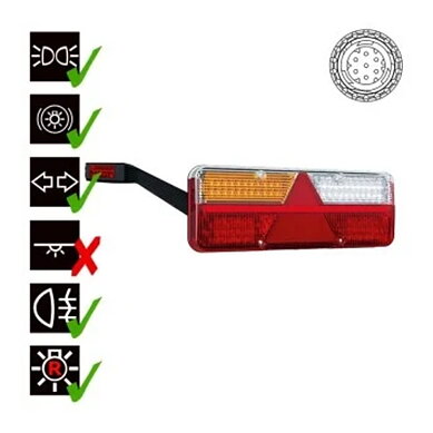 Left LED trailer light dynamic warning light 9-36v 7-PIN