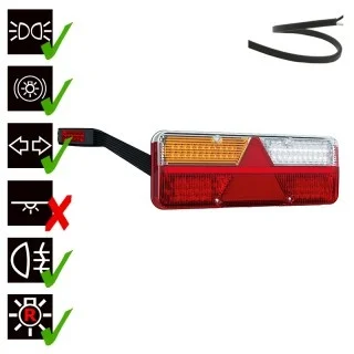 Left LED trailer light dynamic warning light 9-36v 200cm. cable