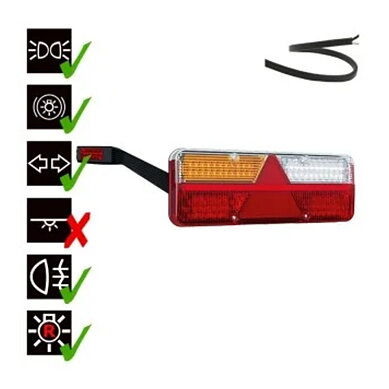 Left LED trailer light dynamic warning light 9-36v 200cm. cable