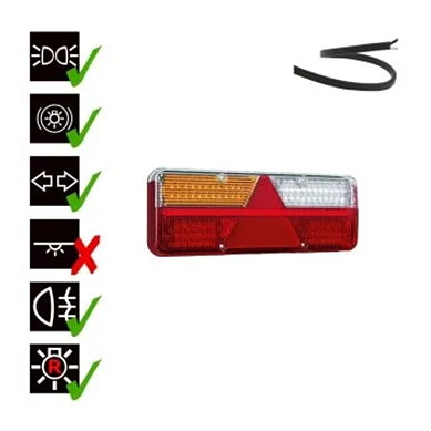 Left LED trailer light dynamic warning light 9-36v 200cm. cable