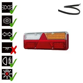 Right LED Trailer Light dynamic warning light 9-36v 200cm. cable
