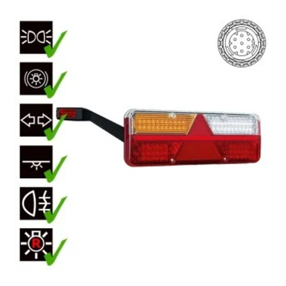 Left LED trailer light dynamic warning light 9-36v 7-PIN