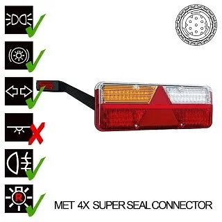 Left LED trailer light dynamic warning light 9-36v 7-PIN+superseal