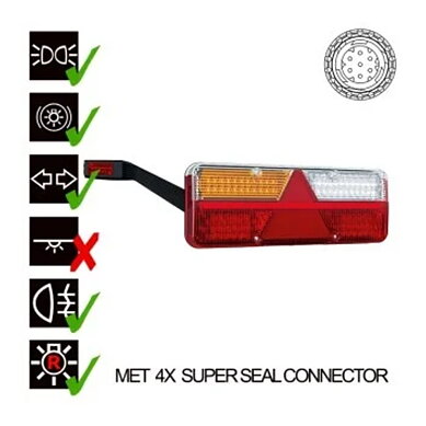 Left LED trailer light dynamic warning light 9-36v 7-PIN+superseal