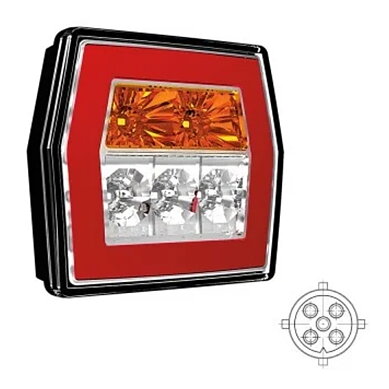 LED compact rear light without license plate light 12-36v 5-PIN