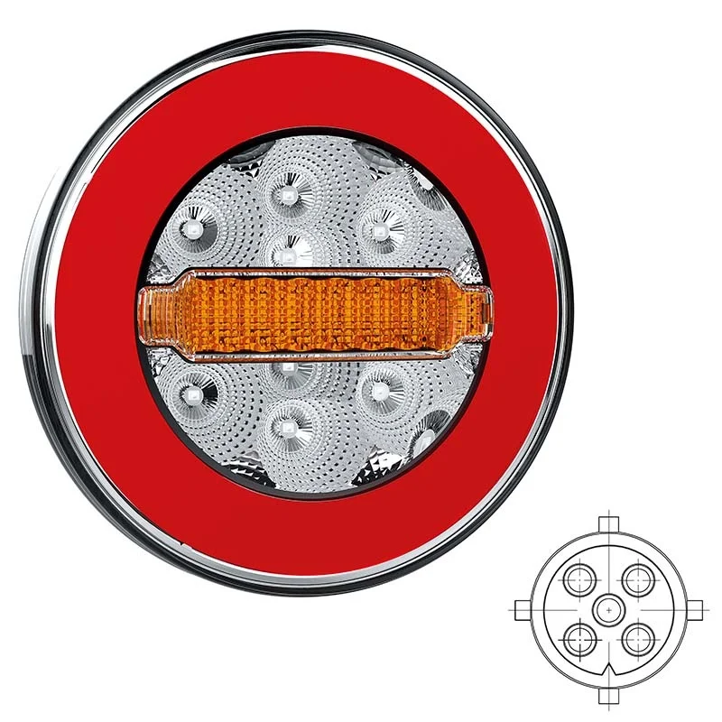 LED Rear light Y-homologation without license plate light 12-36v 5-PIN