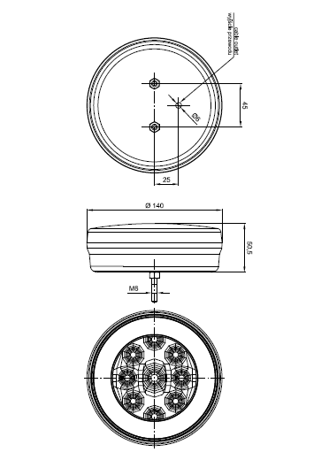 LED feu antibrouillard avec feu arrière 12-36v 5-PIN - 4