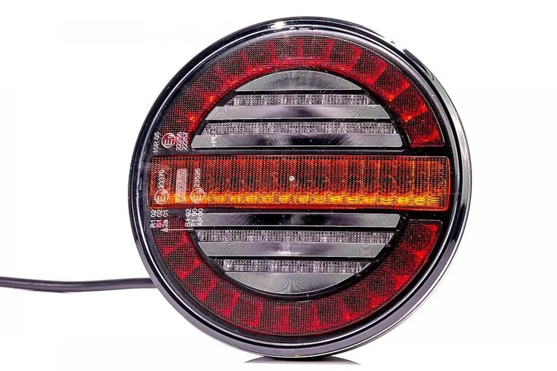 LED Hinten Leuchte, rund mit dynamic Warnleuchte 12-24v 100cm. Kabel