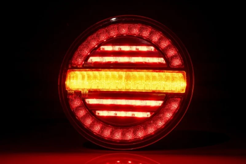 LED Bakljus runt med dynamisk blinkers 12/24V 4m kabel - 2