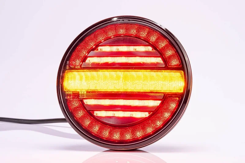 LED Bakljus runt med dynamisk blinkers 12/24V 4m kabel - 5