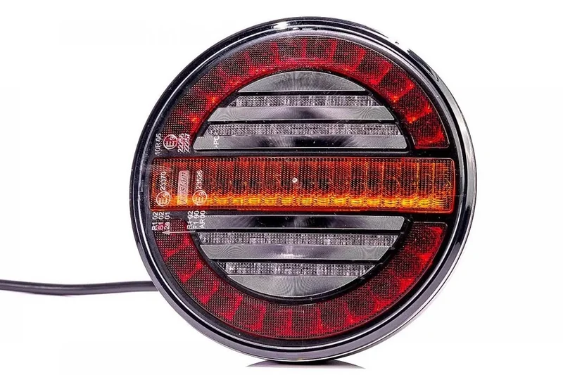 LED Bakljus runt med dynamisk blinkers 12/24V 4m kabel