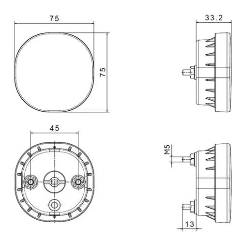 LED fog light 12-24v 50cm. cable Superseal (flat mounting) - 3