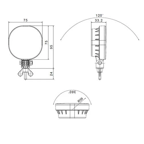 LED dimmlampe 12-24V 50cm kabel Superseal (stående montering) - 3