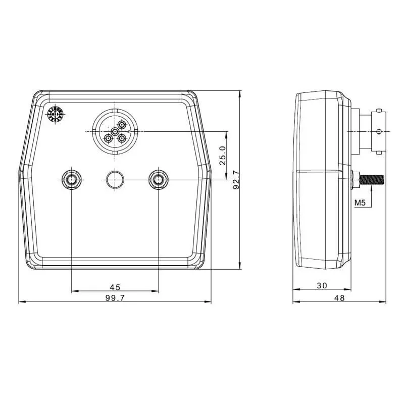 LED compact rear light 12v with license plate light 5-PIN - 2