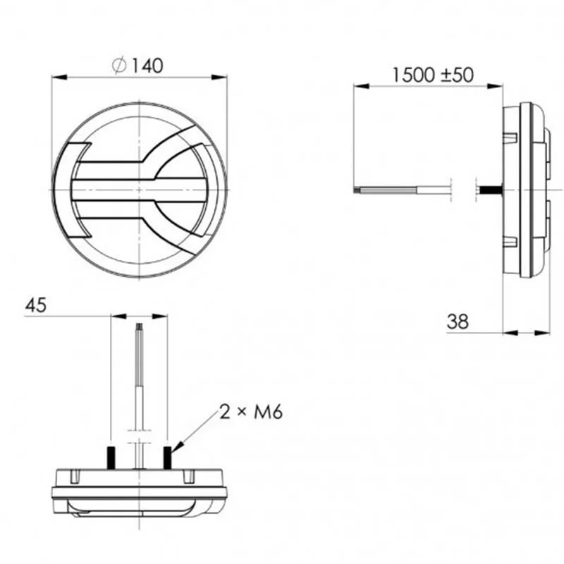 LED Rear light with D-homologation 12-24v 150cm. cable - 5