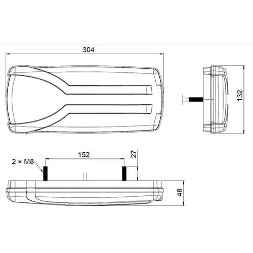 Left LED Rear light dynamic warning light 12-24v 150cm. cable - 9
