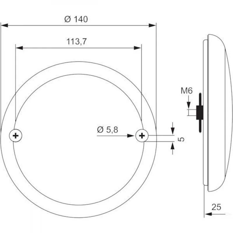 LED Slimline hamburger fog light 12-24v 150cm. cable - 5