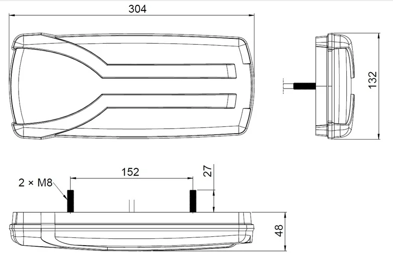 Right LED Rear light dynamic warning light 12-24v 1.5m cable - 4