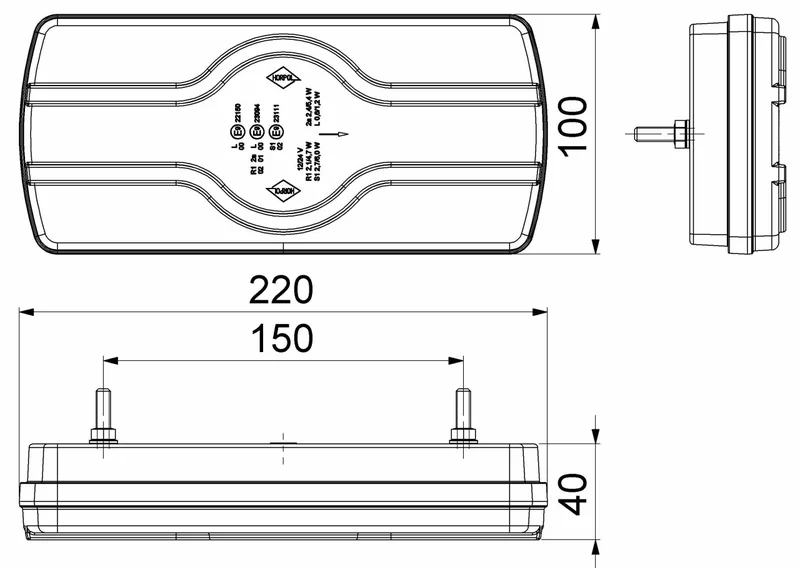 Höger LED Bakljus Neon med registreringsskyltsljus 12-36v, 50 cm kabel - 6