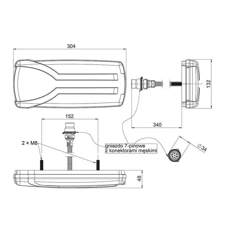Left LED Rear light dynamic turn signal and license plate light 12-24v 7-PIN - 4