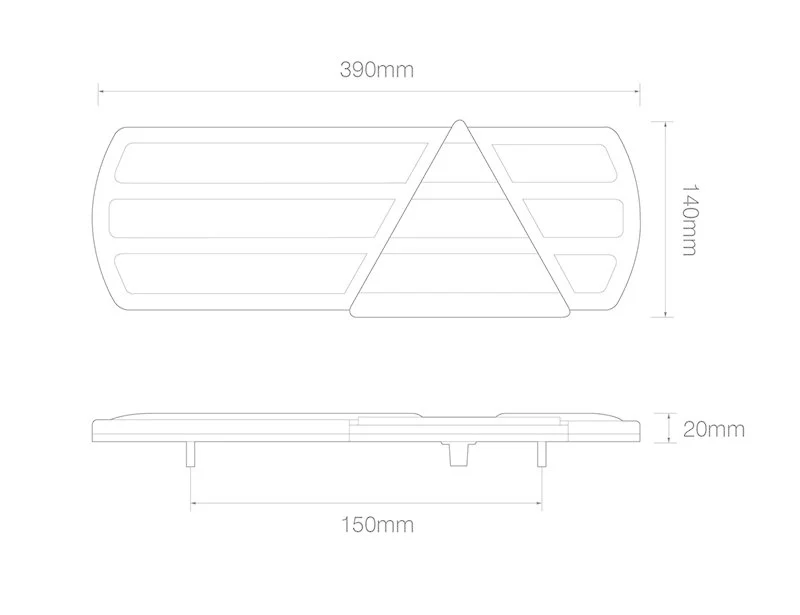 LED slimline rear light without license plate light 12-24v 40cm. cable - 6