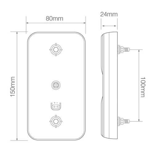LED compact rear light 12-24v 10m. cable - 3