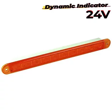 LED dynamiskt varningsljus Slimline, bärnstenslins 24V 40cm kabel