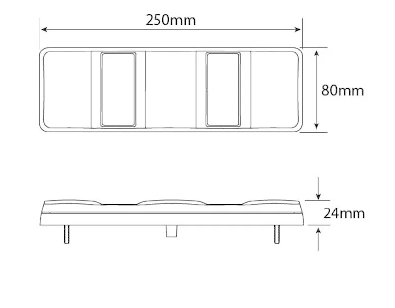 LED Rear light without license plate light 12-24v 40cm. cable - 3