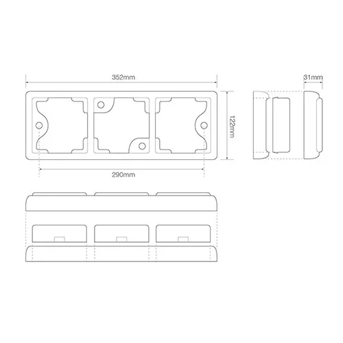 LED Bakljus med svart ram 12-24V 40cm kabel - 2