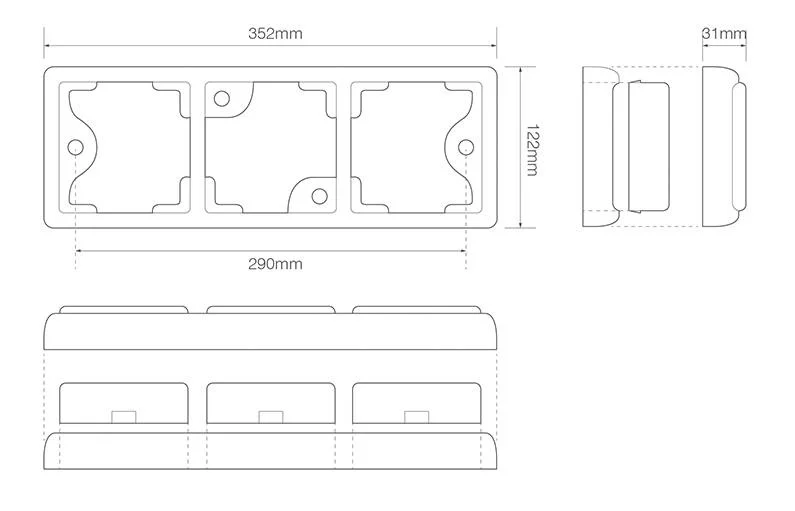 LED Bakljus med svart ram 12-24V 40cm kabel - 2