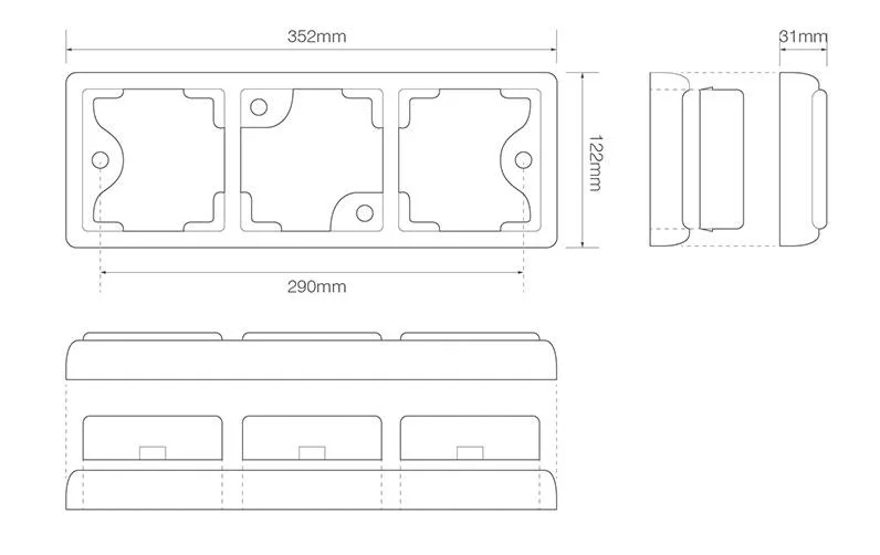 LED Rear light with black bezel 12-24v 40cm. cable - 2