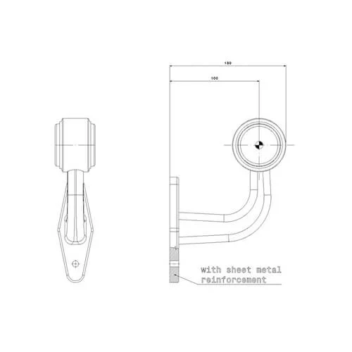 LED broadside lamp with angled stem Left 12-24v 0.75mm². connector - 4