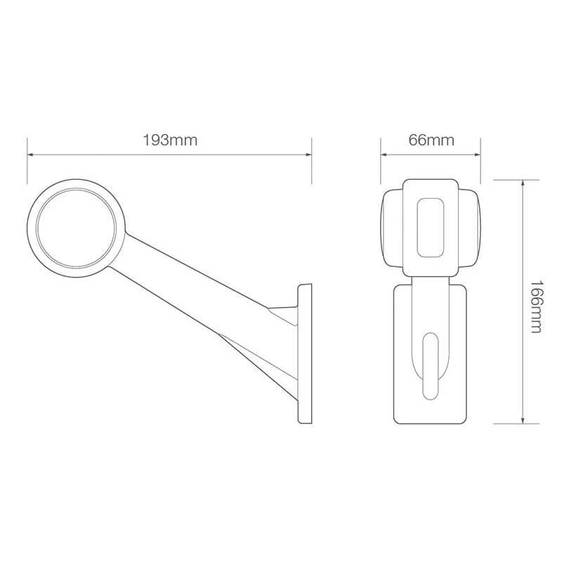 LED sidomarkeringslys med vinklet arm Venstre 12-24V 20cm kabel. - 3