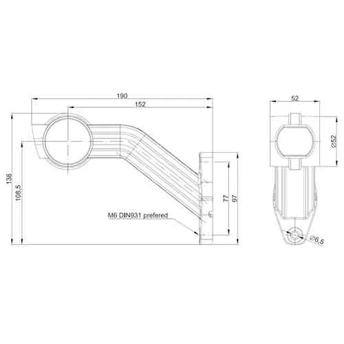 LED Sidomarkeringsljus med vinklad arm Höger 12-24V 1.5mm². kontakt - 5