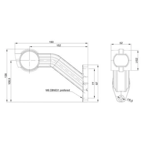 LED broadside lamp with angled stem Right 12-36v 0.75mm². connector - 5